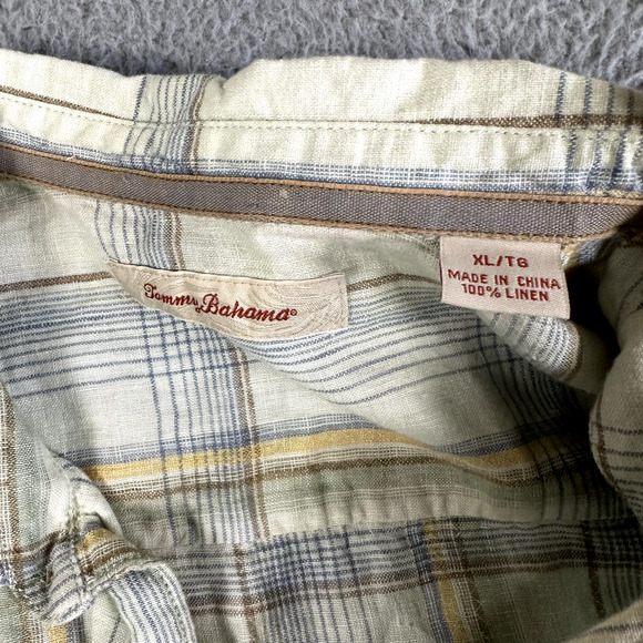 Tommy Bahama Shirt Men's XL Multicolored Plaid Button Up 100% Linen - Picture 4 of 8